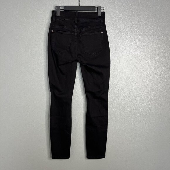 NWT New York & Co Curvy‎ Sculpting Stretch Skinny Jeans Black Distressed Size 0 - Picture 9 of 10